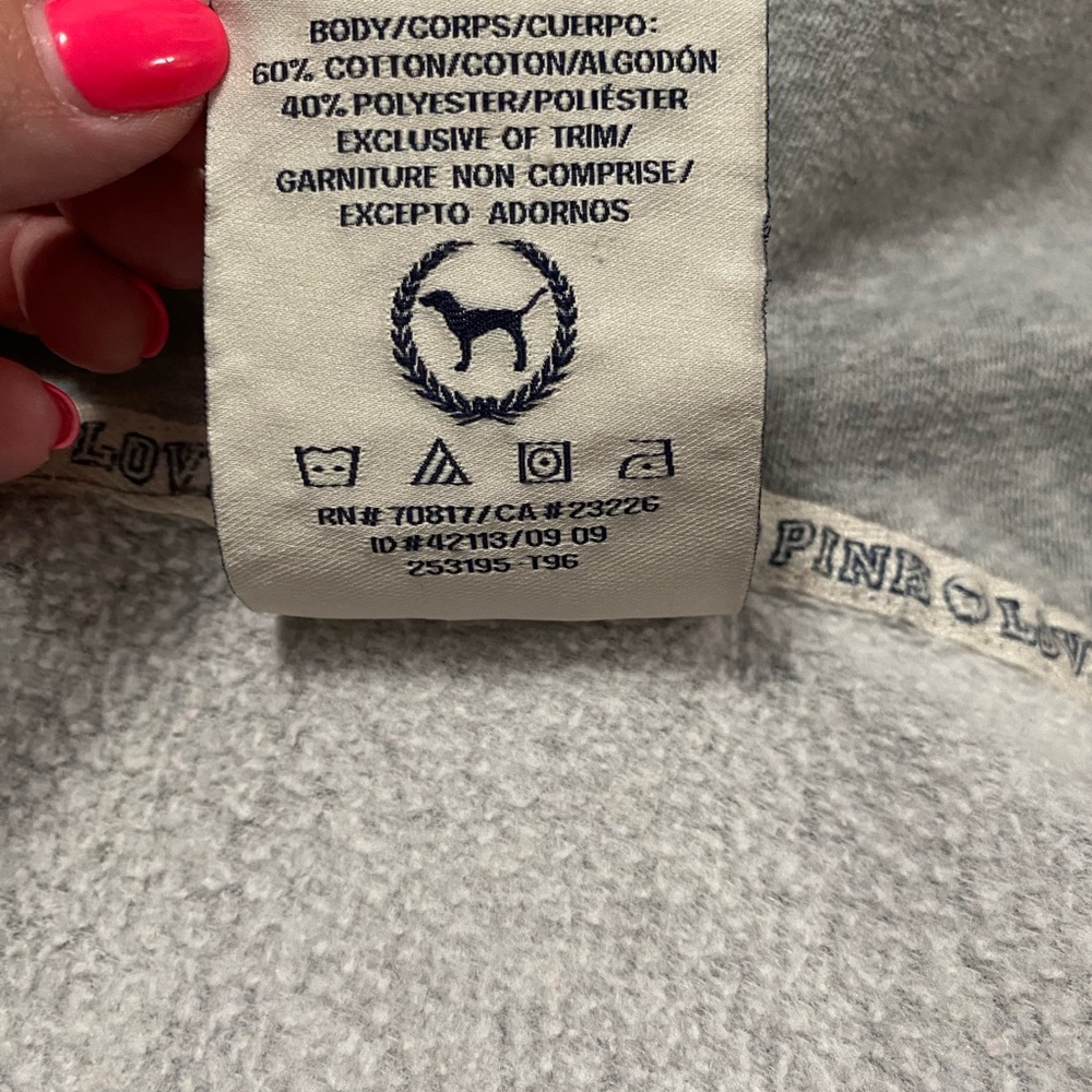 Pink Victoria’s Secret hoodie sweater jacket grey XS - Picture 9 of 10